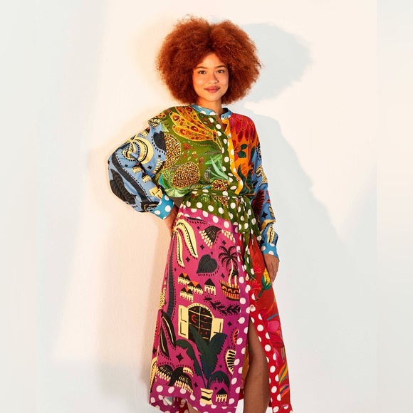 FARM RIO EARTH RAINBOW SHIRT DRESS - Picture 2 of 15